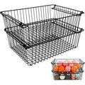 2‑Pack XXL Stackable Black Metal Pantry Wire Baskets