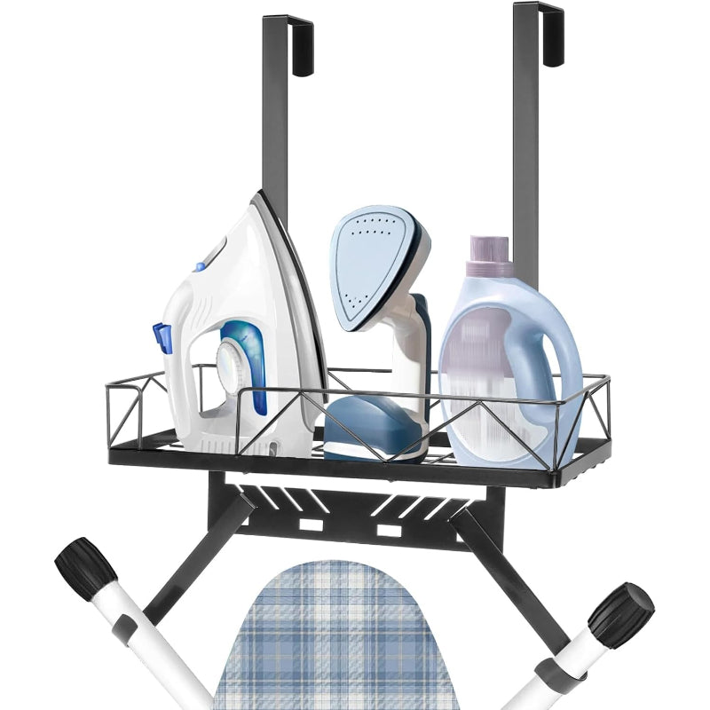 Matte Black 2‑in‑1 Ironing Board Hanger