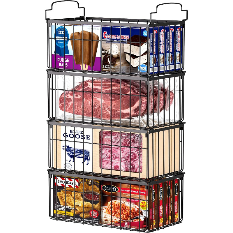 4‑Pack Large Deep Freezer Organizer Bins