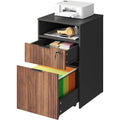 Black & Dark Walnut 2‑Drawer File Cabinet