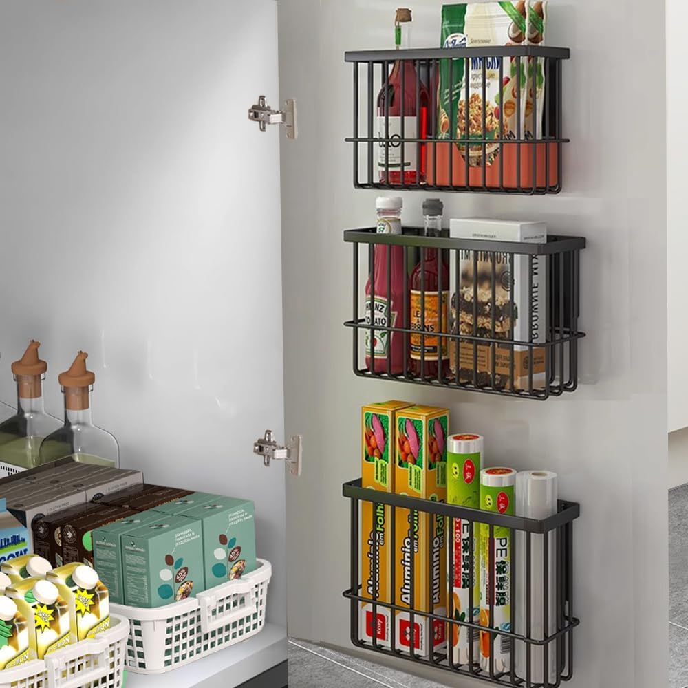 Black 3‑Pack Wall Mounted Storage Boxes