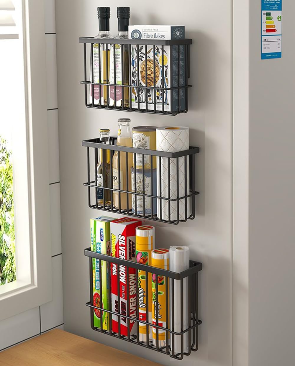 Black 3‑Pack Wall Mounted Storage Boxes