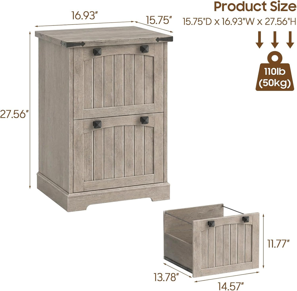 Rustic Grey 2‑Drawer Vertical File Cabinet