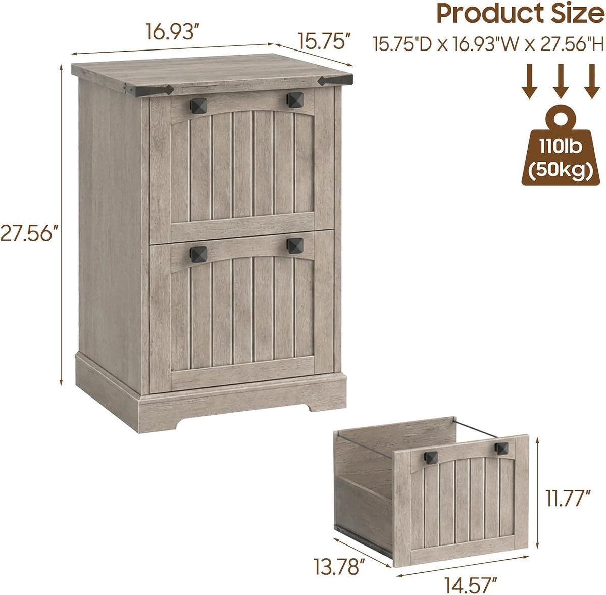 Rustic Grey 2‑Drawer Vertical File Cabinet
