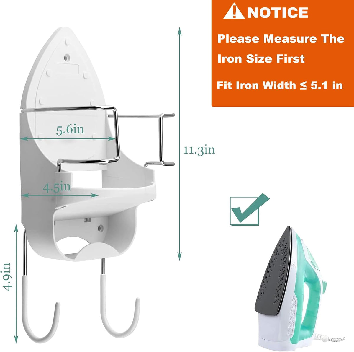 White Wall‑Mount Ironing Board Hanger