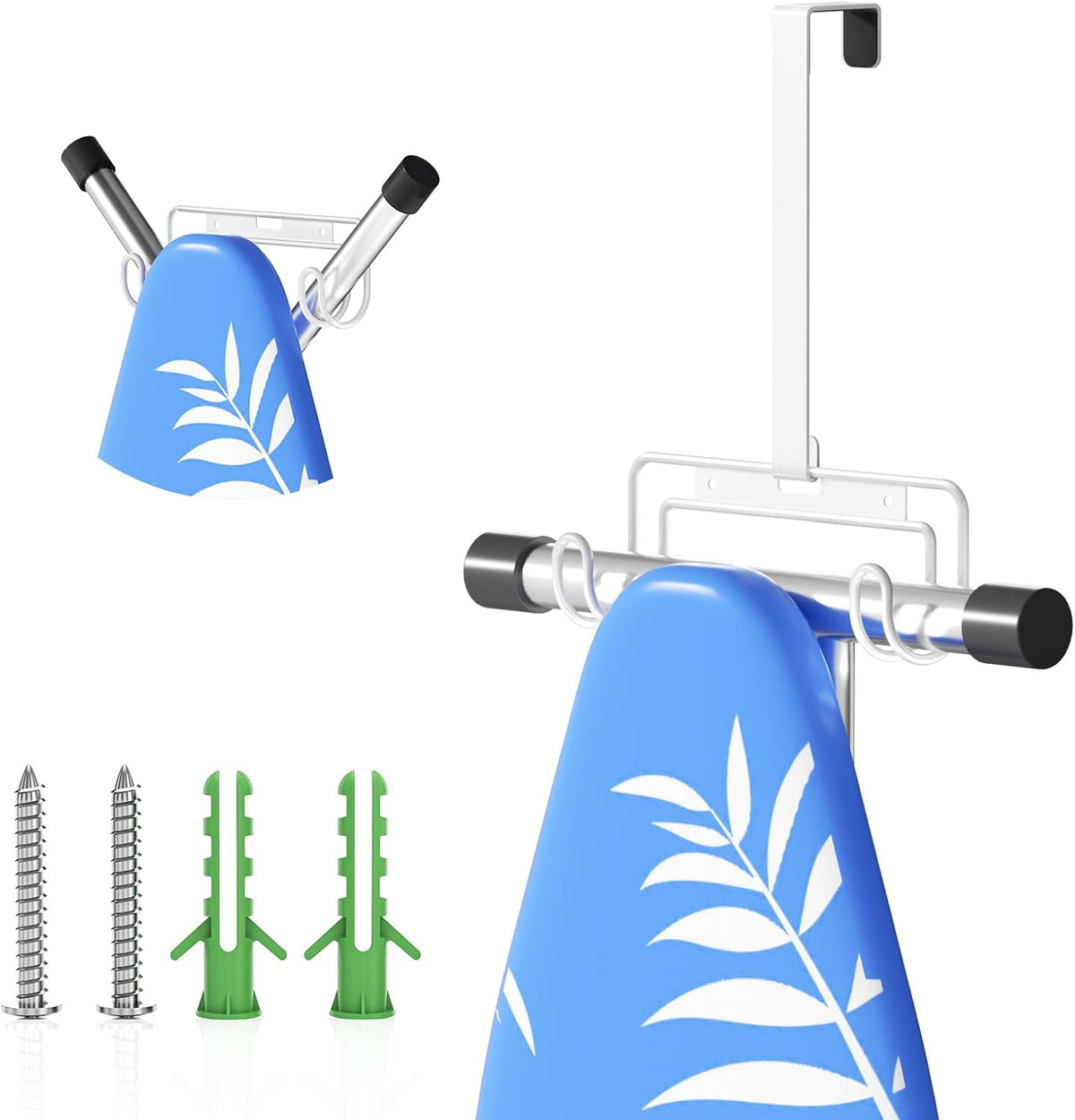 White 2‑in‑1 Ironing Board Holder