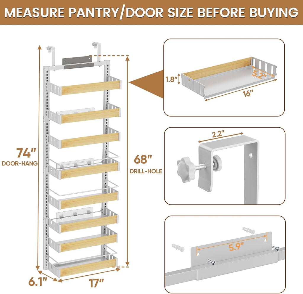 Black 8‑Tier 2‑in‑1 Over‑the‑Door Pantry Organizer