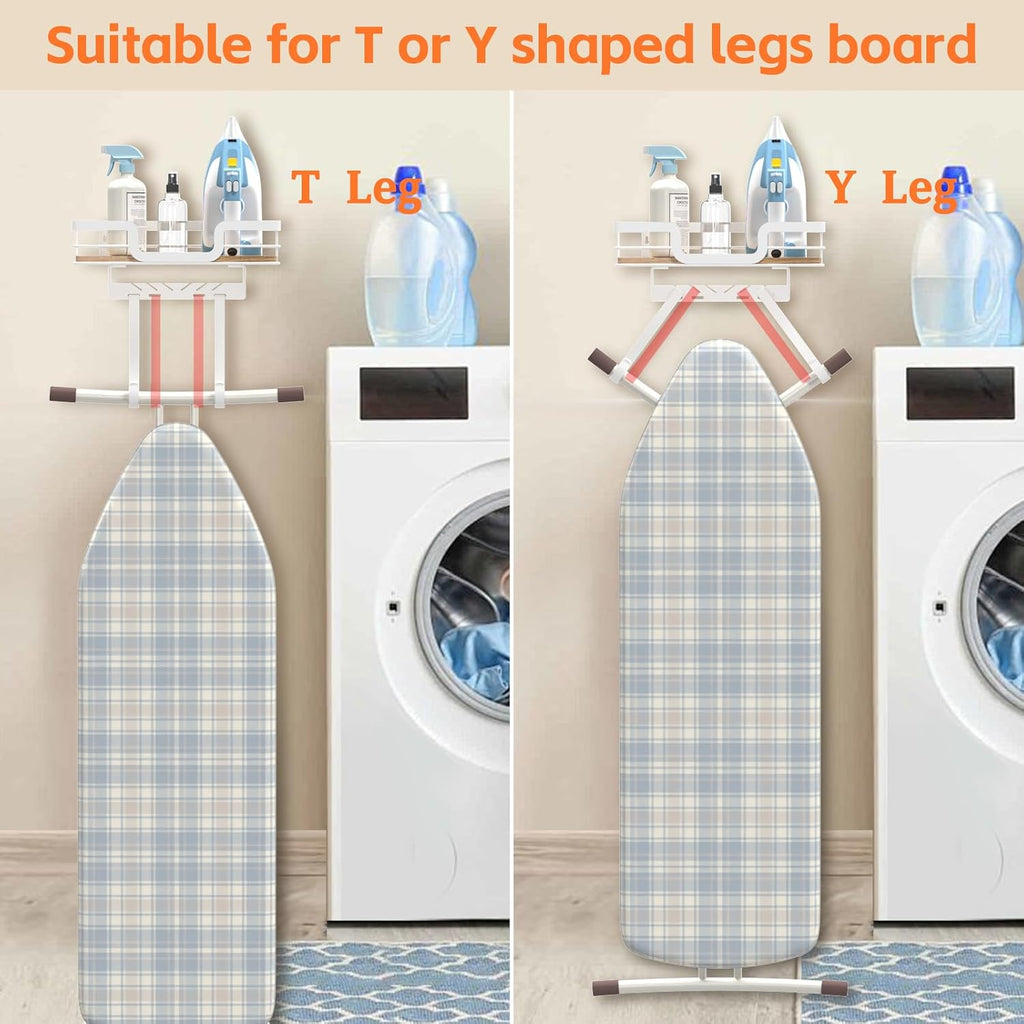 White Wall‑Mount Ironing Board Hanger