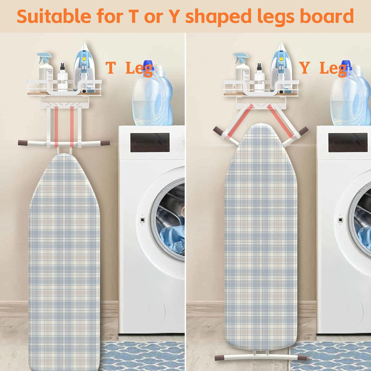 White Wall‑Mount Ironing Board Hanger