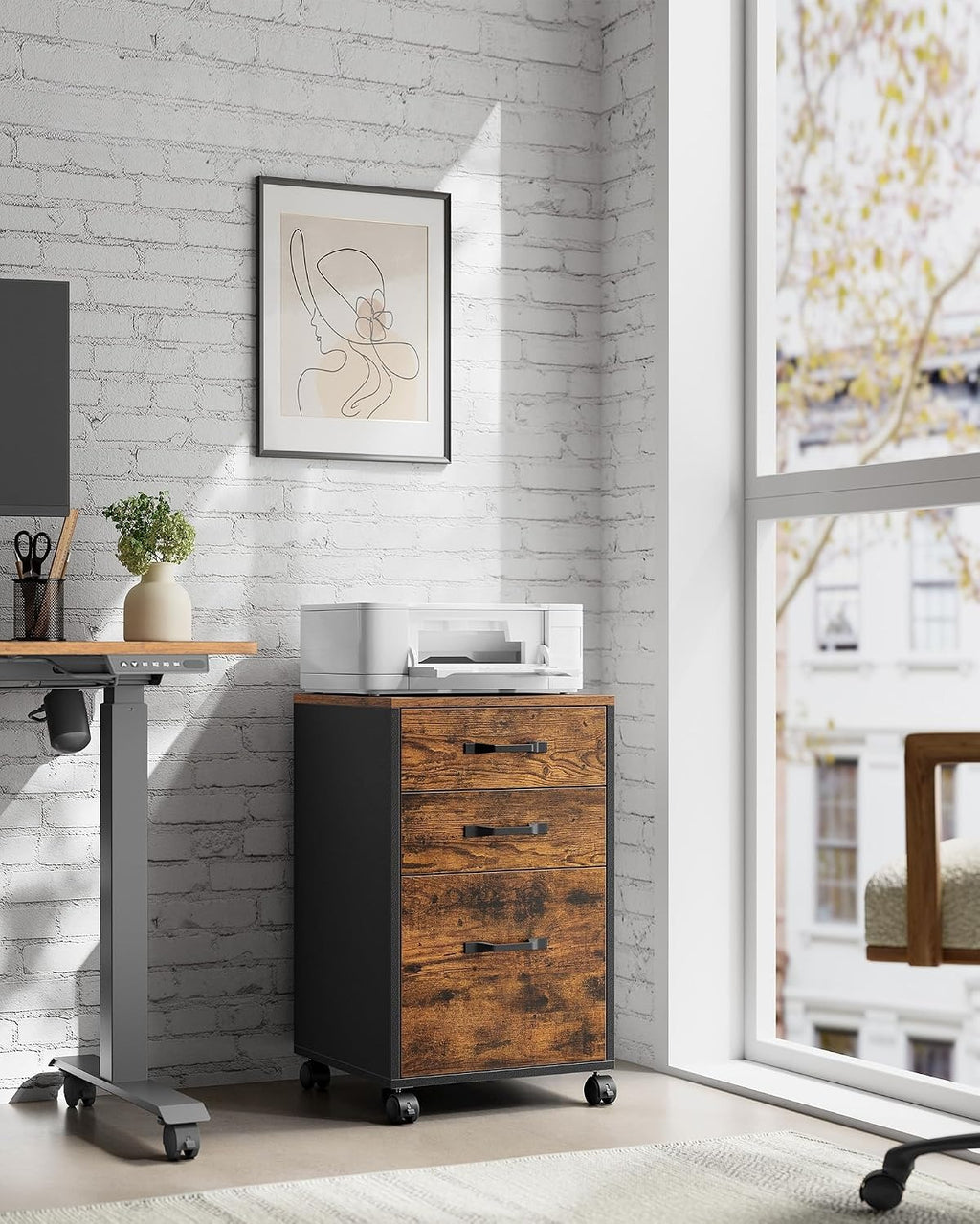 3‑Drawer Wheeled Mobile File Cabinet
