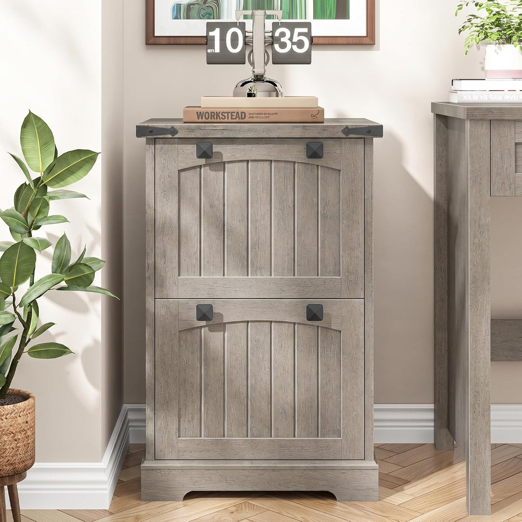 Rustic Grey 2‑Drawer Vertical File Cabinet