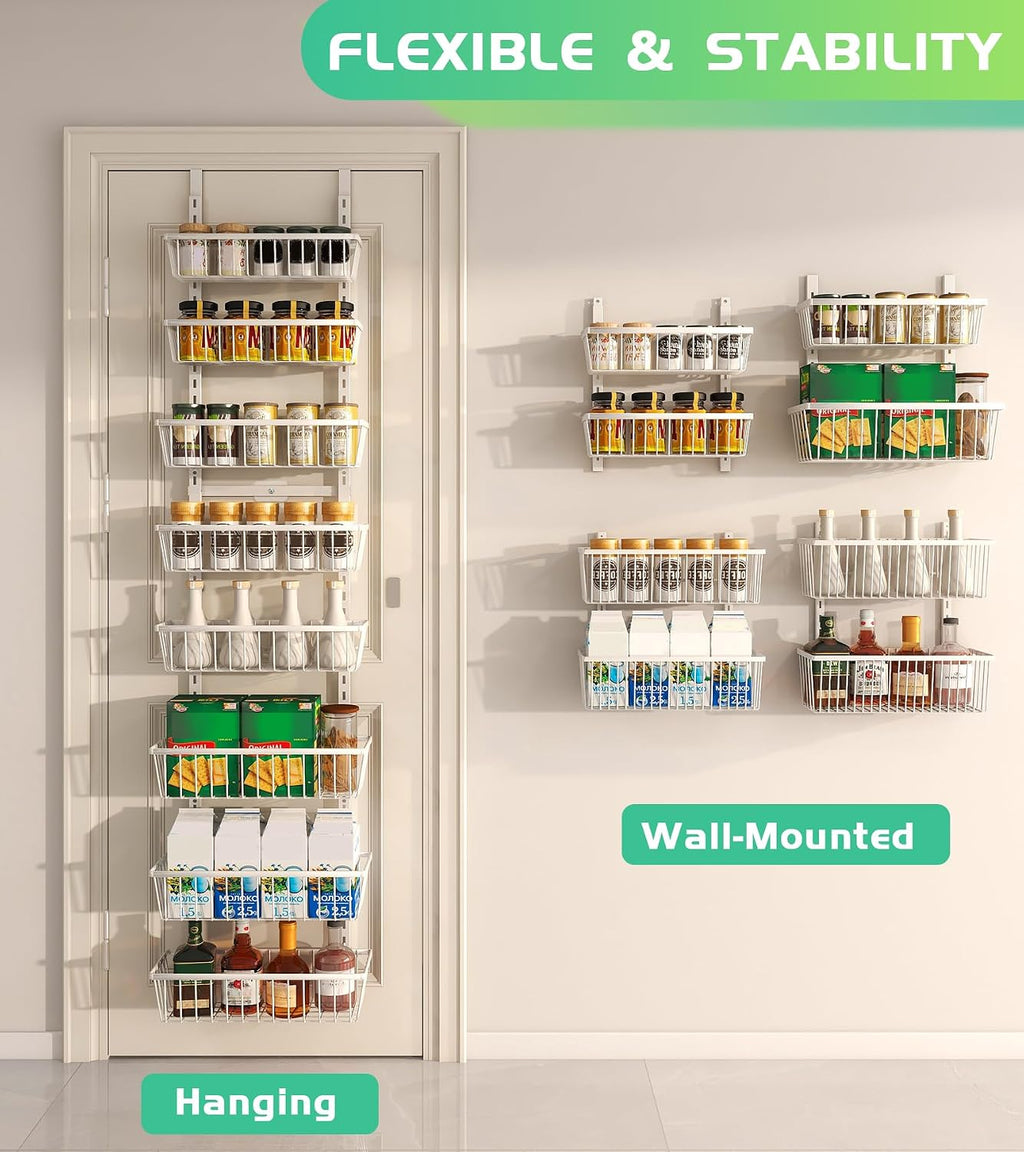 White 12‑Inch Narrow Over‑the‑Door Pantry Organizer