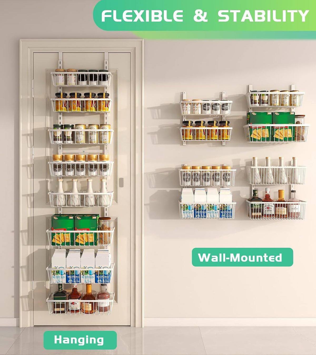 White 12‑Inch Narrow Over‑the‑Door Pantry Organizer