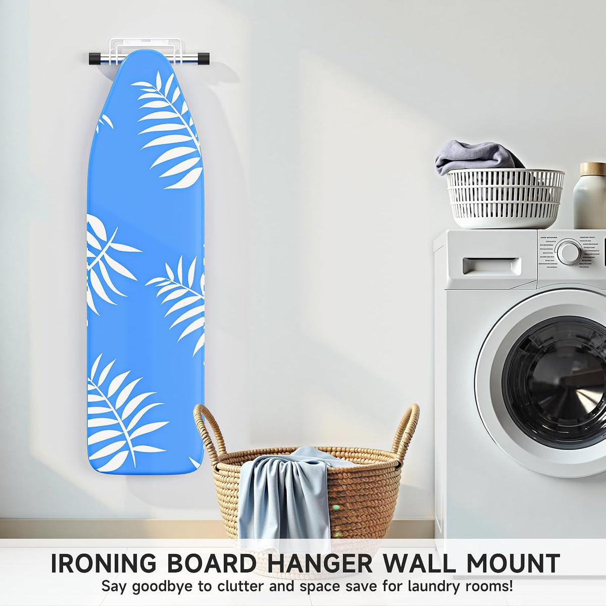 White 2‑in‑1 Ironing Board Holder
