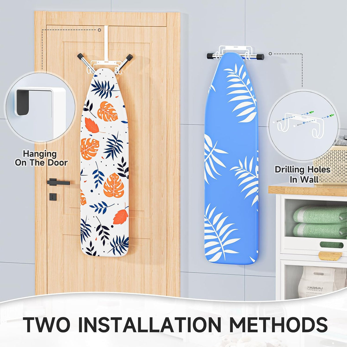 White 2‑in‑1 Ironing Board Holder