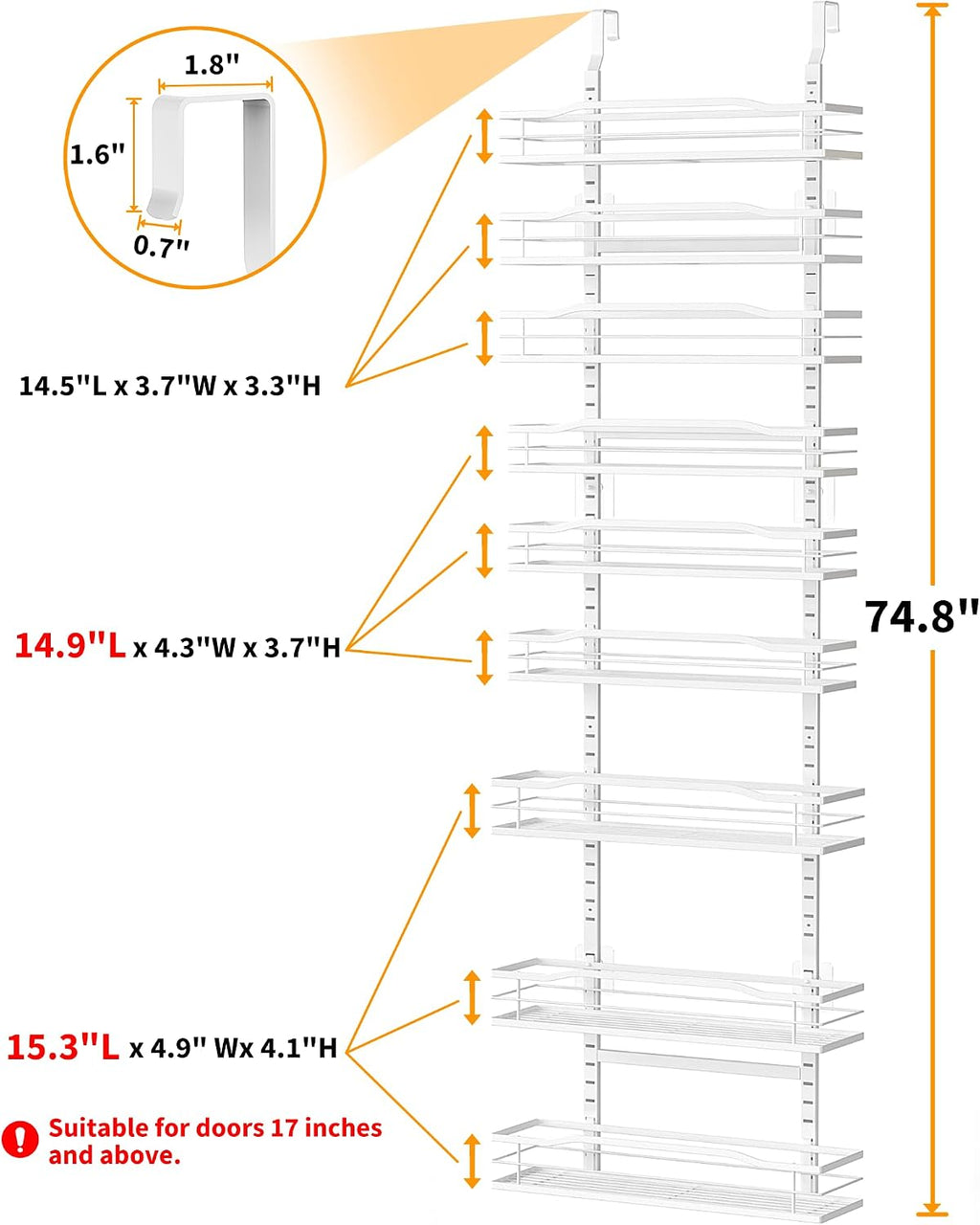White 9‑Tier Over‑the‑Door Pantry Organizer
