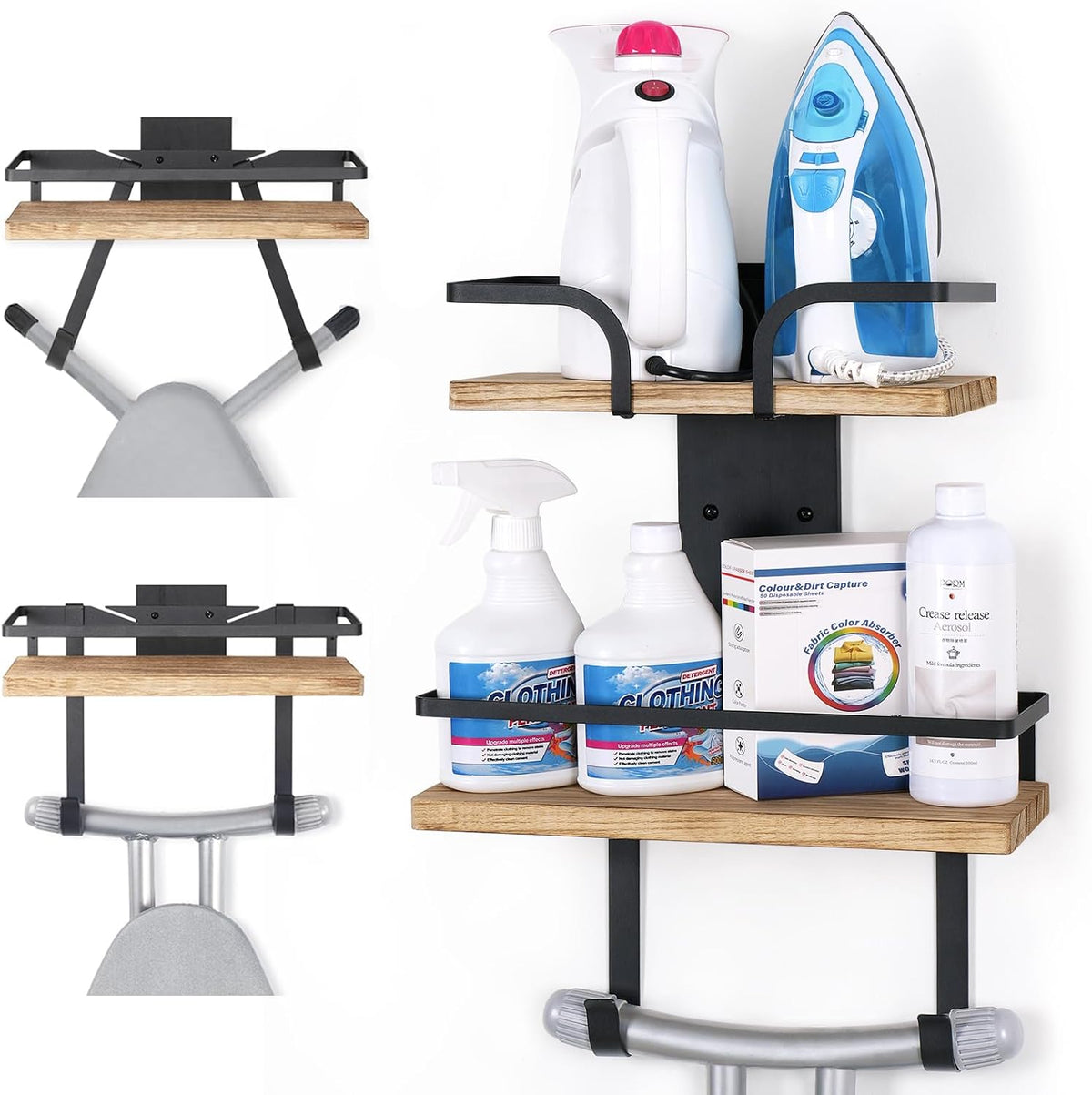White 2‑Layer Wall‑Mount Ironing Board Hanger