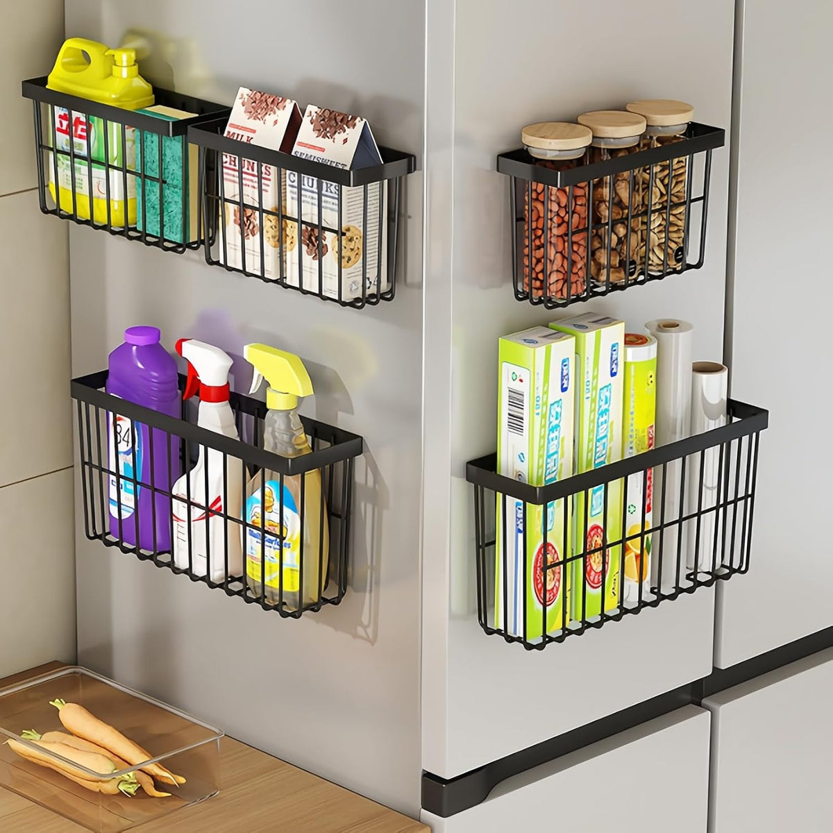 Black 3‑Pack Wall Mounted Storage Boxes