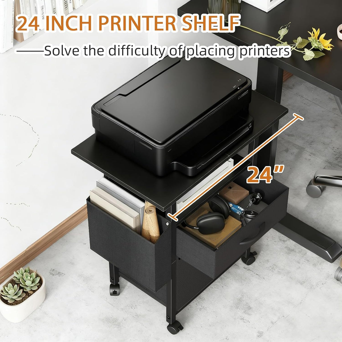 24" Wide Mobile 2‑Drawer File Cabinet