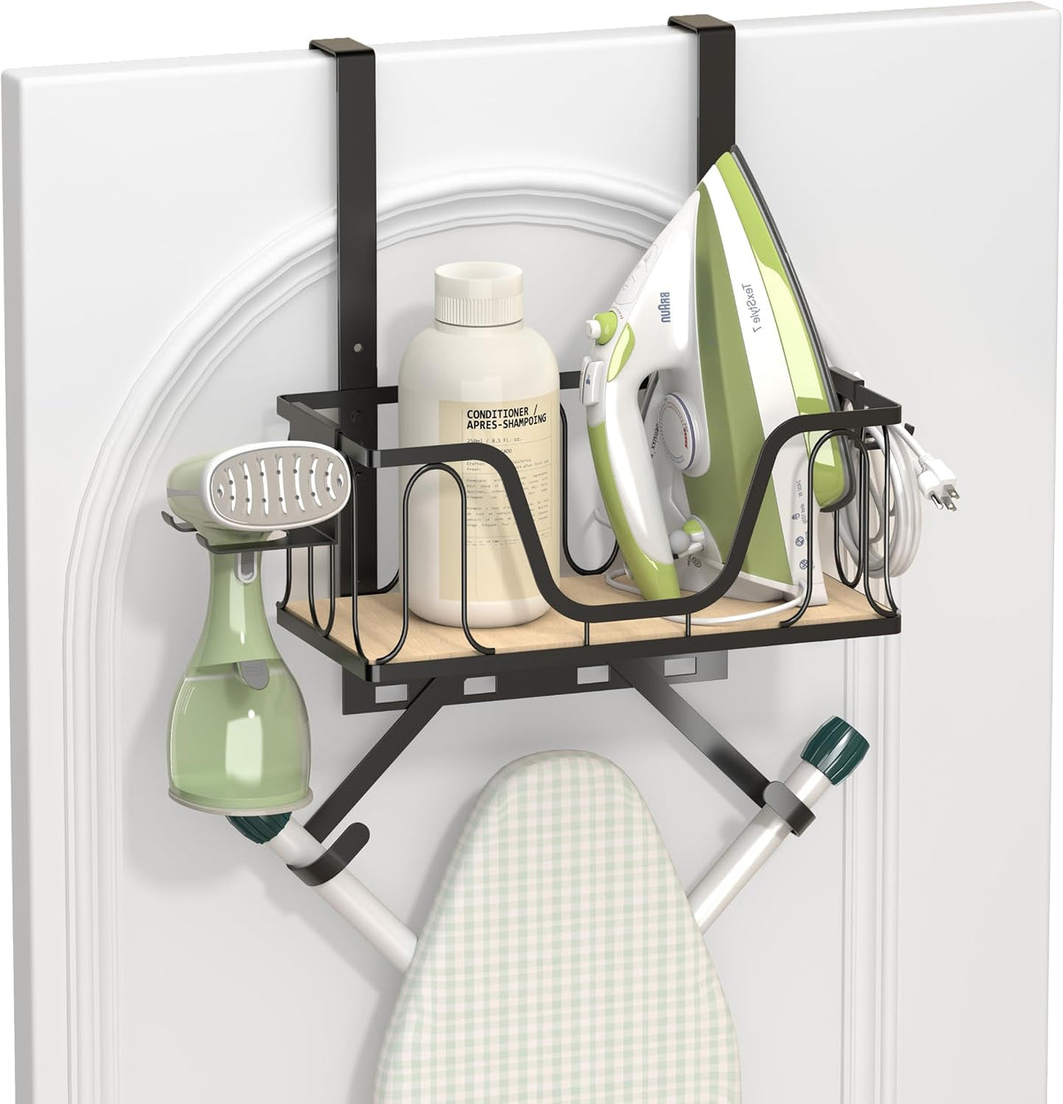 Black 2‑in‑1 Ironing Board Hanger