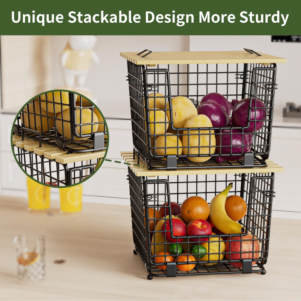 2‑Pack Stackable Pantry Storage Bins