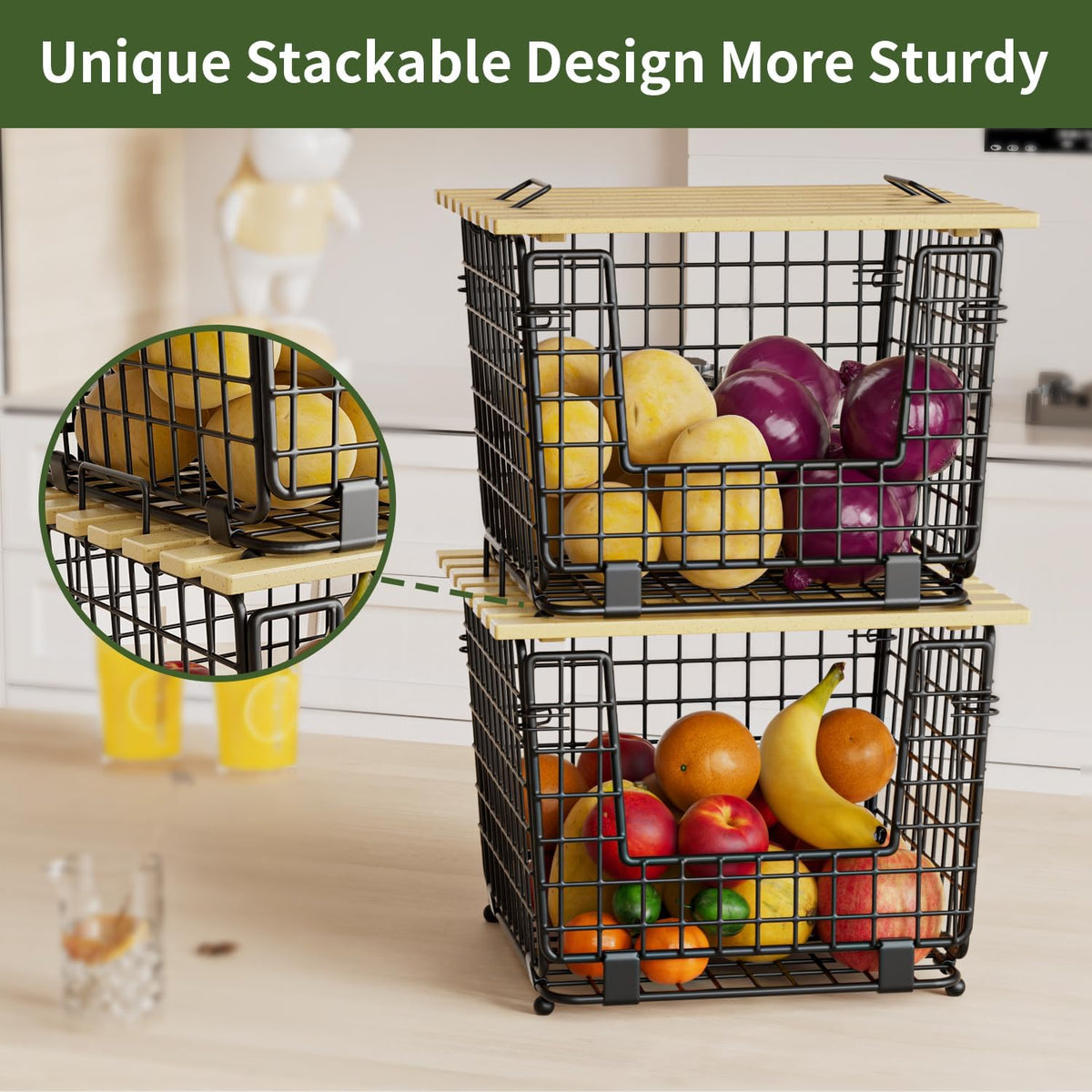2‑Pack Stackable Pantry Storage Bins