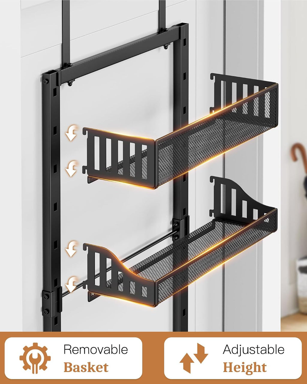 Black 8‑Tier 2‑in‑1 Over‑the‑Door Pantry Organizer
