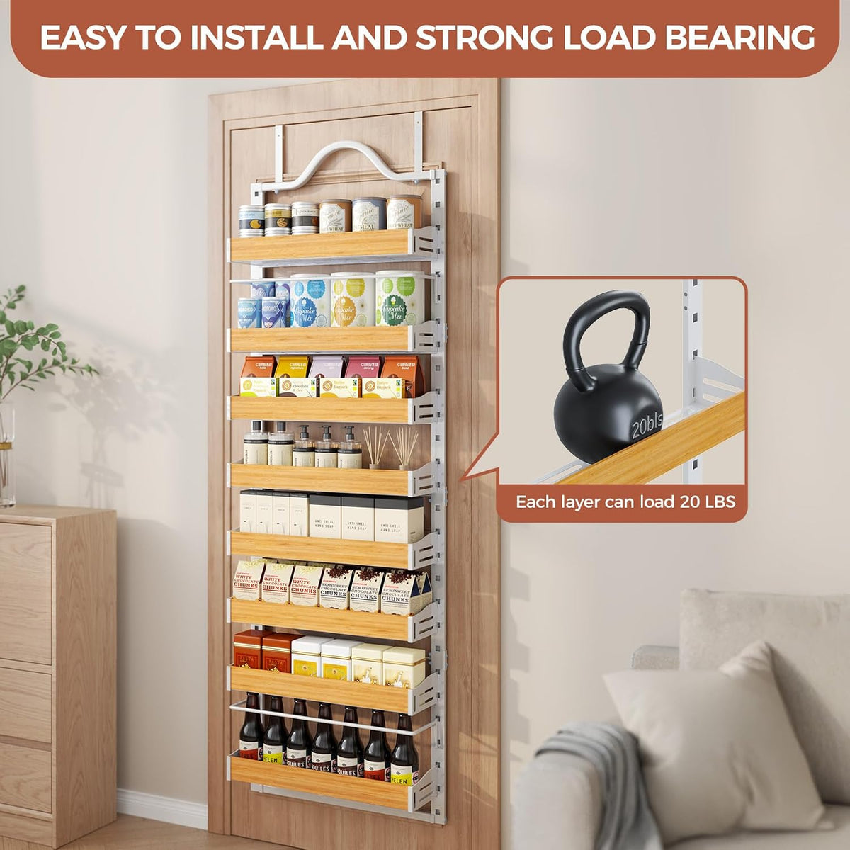 White 8‑Tier Over‑the‑Door Pantry Organizer