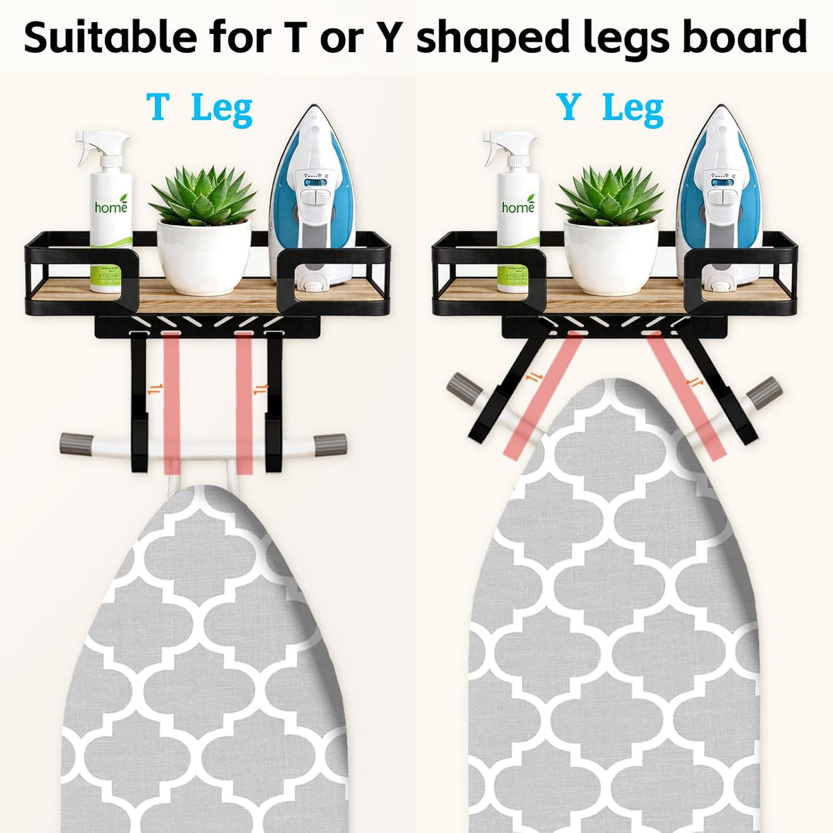 White Wall‑Mount Ironing Board Hanger