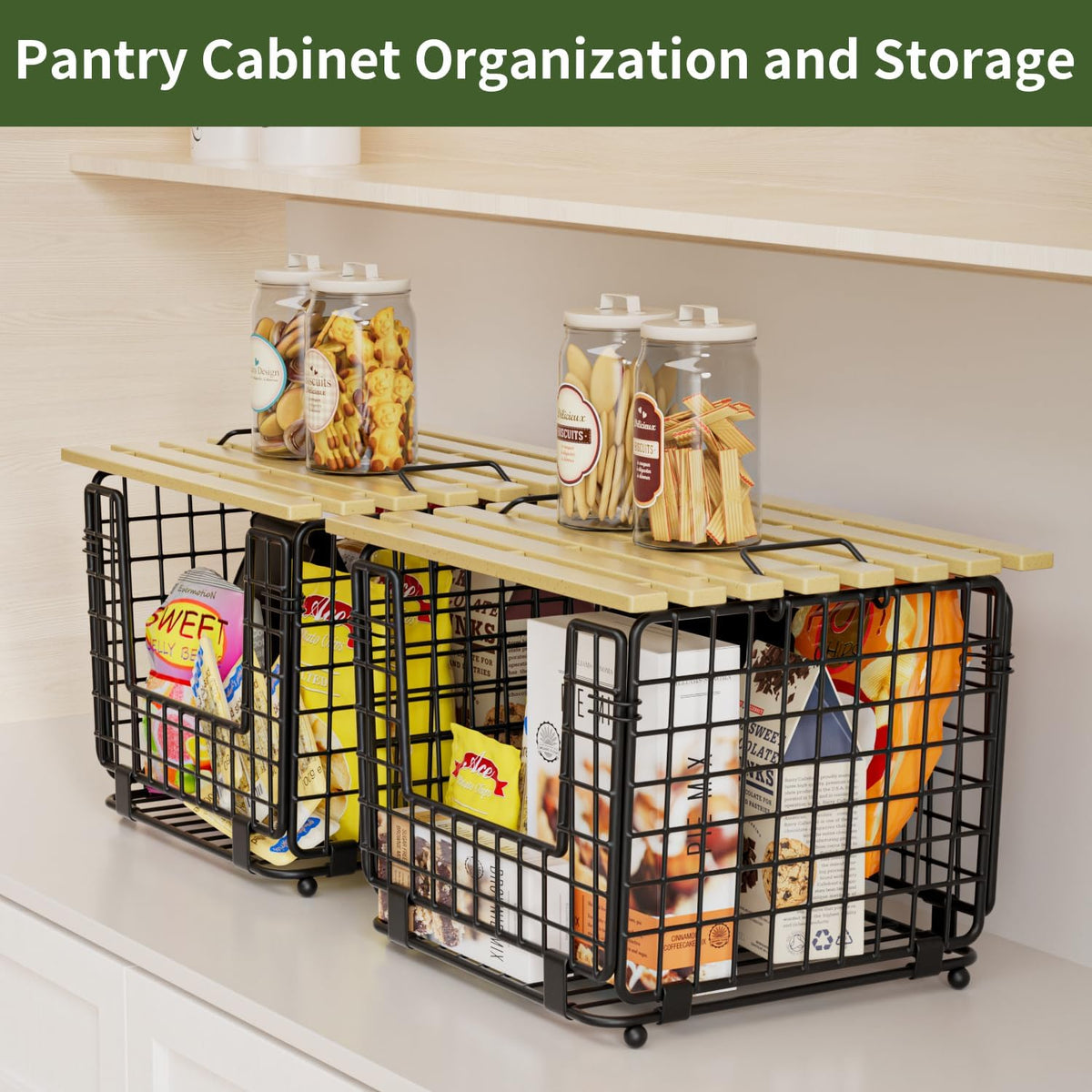 2‑Pack Stackable Pantry Storage Bins