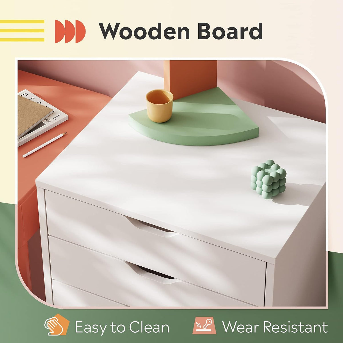 White Under‑Desk 5‑Drawer File Cabinet