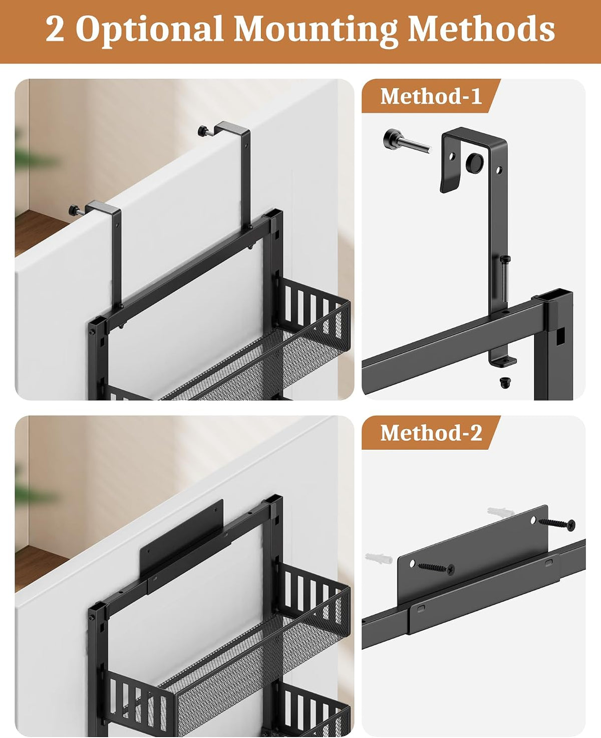 Black 8‑Tier 2‑in‑1 Over‑the‑Door Pantry Organizer