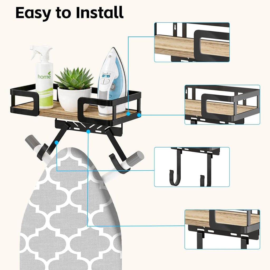 White Wall‑Mount Ironing Board Hanger