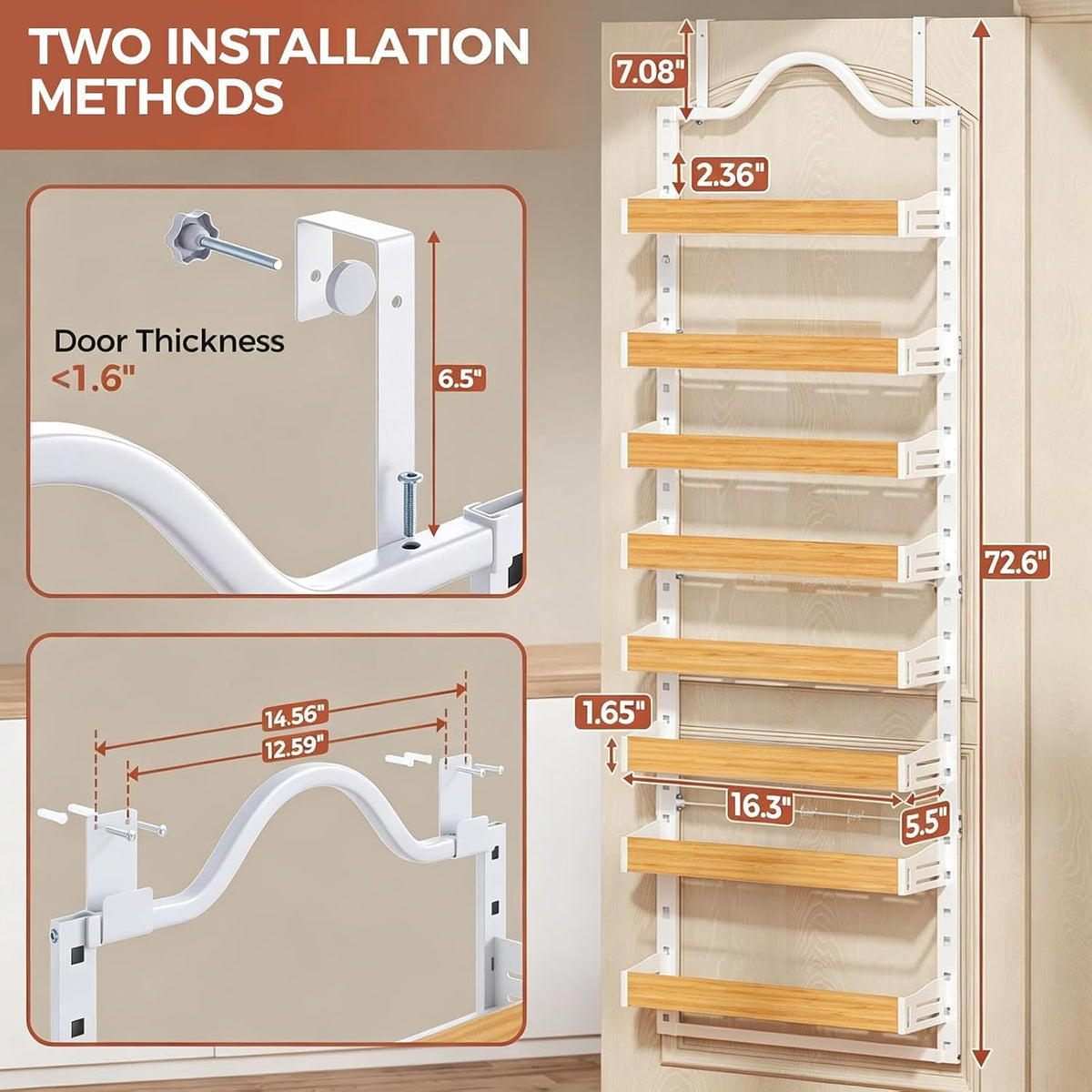 White 8‑Tier Over‑the‑Door Pantry Organizer