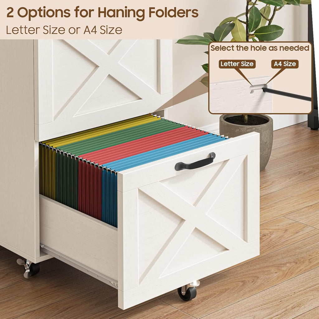 3‑Drawer Wheeled Farmhouse File Cabinet