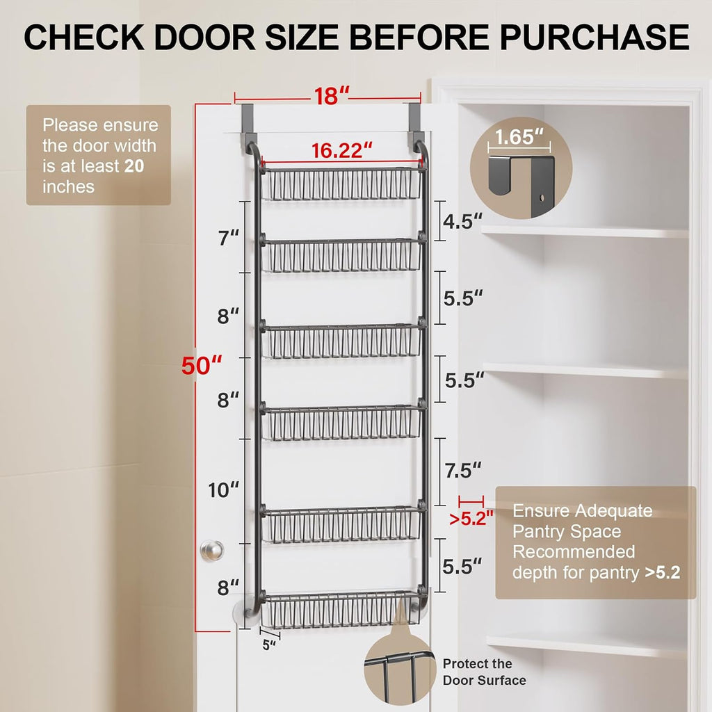 Black 6‑Tier Over‑the‑Door Pantry Organizer