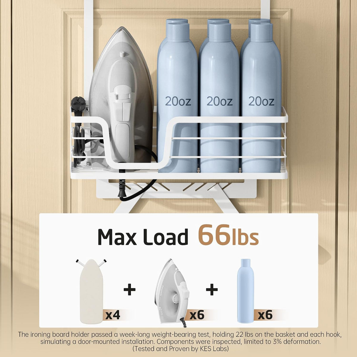 White Over‑the‑Door Ironing Board Hanger