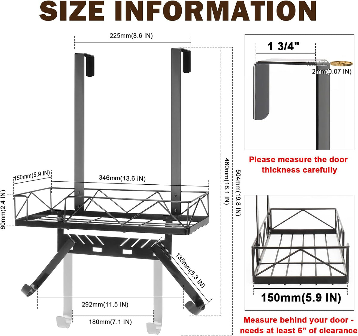 Matte Black 2‑in‑1 Ironing Board Hanger