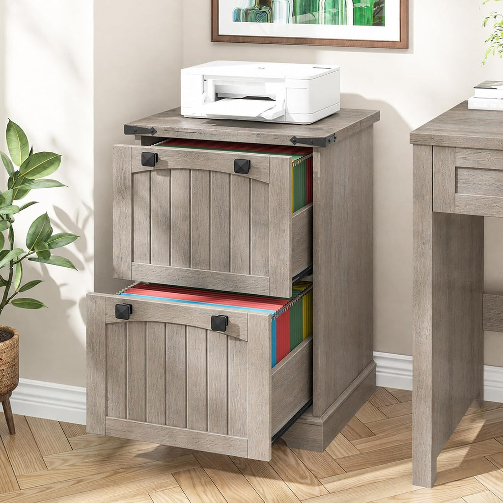 Rustic Grey 2‑Drawer Vertical File Cabinet