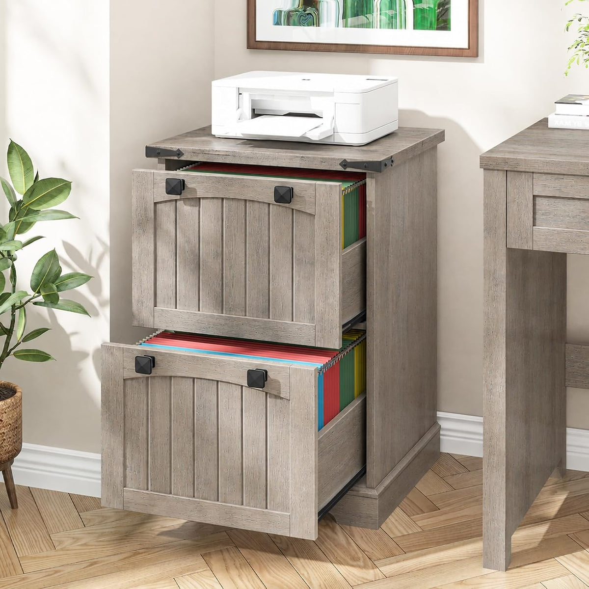 Rustic Grey 2‑Drawer Vertical File Cabinet