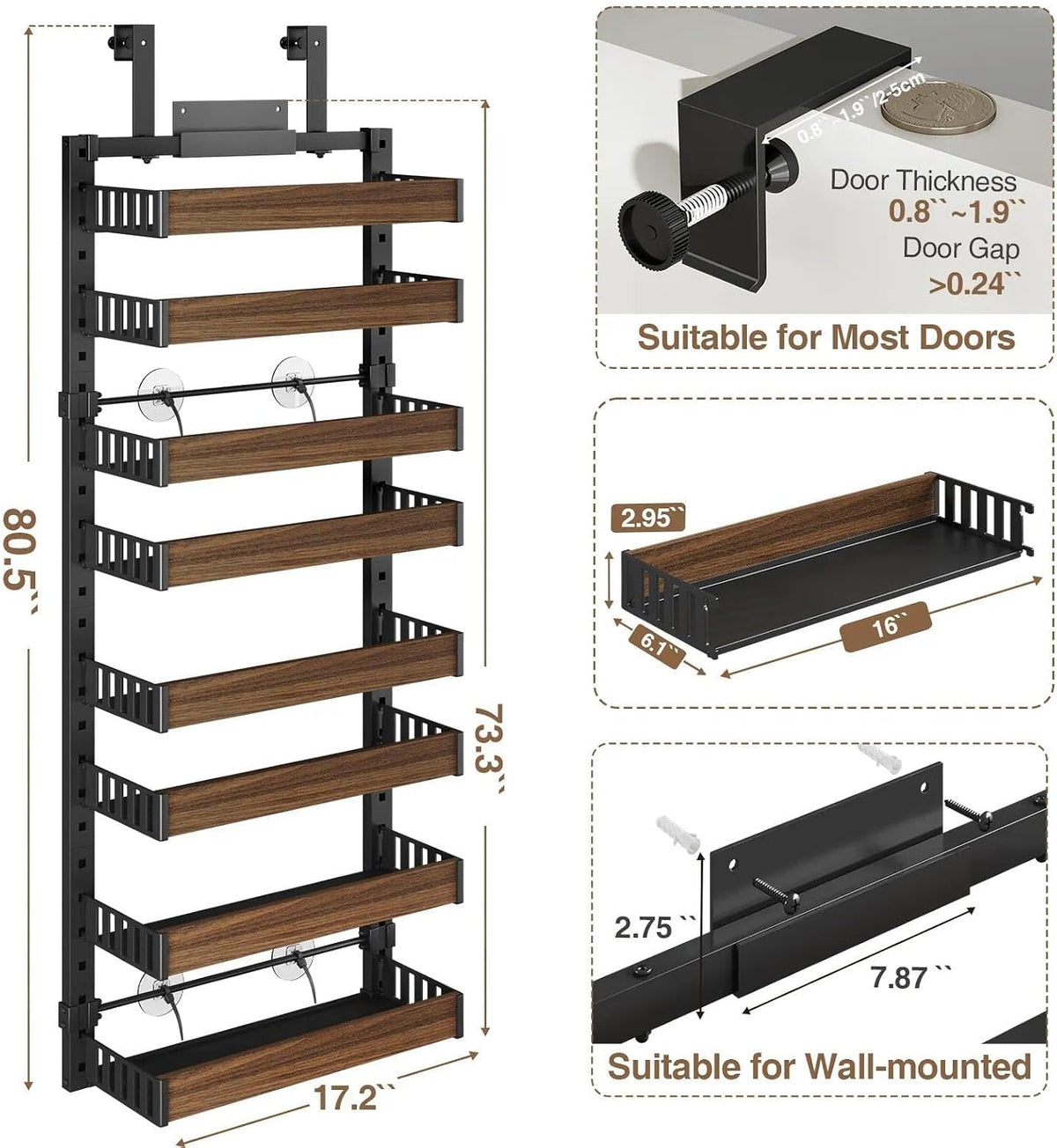 8‑Tier 2‑in‑1 Over‑the‑Door Pantry Organizer