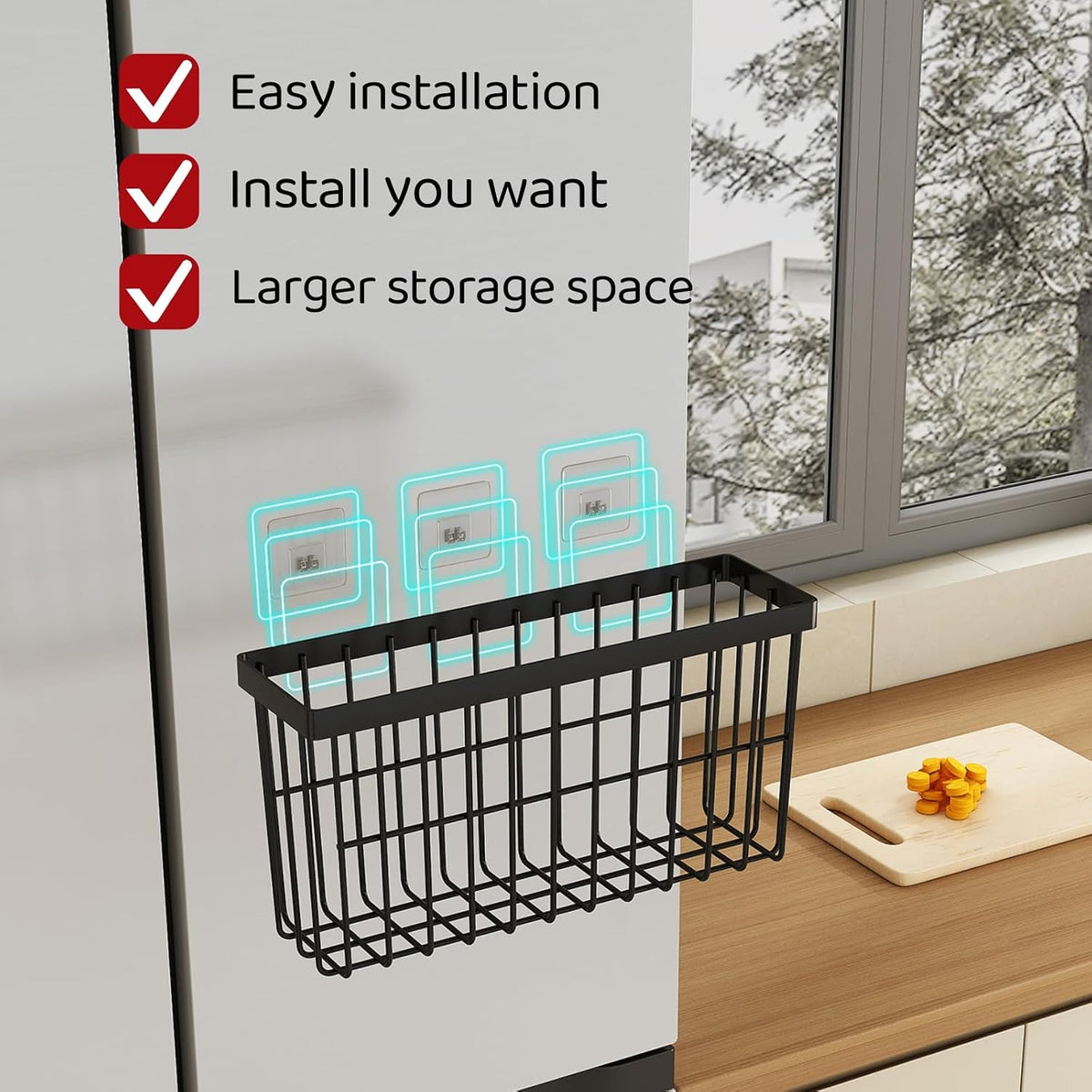 Black 3‑Pack Wall Mounted Storage Boxes