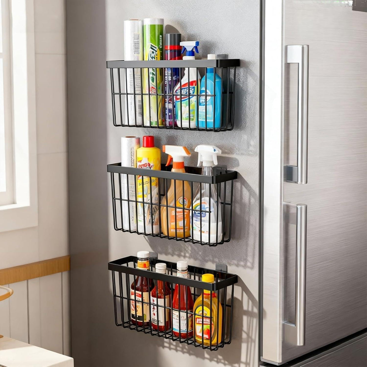 Black 3‑Pack Wall Mounted Storage Boxes