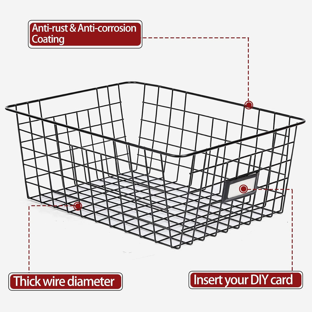 6‑Pack Assorted‑Size Pantry Wire Baskets