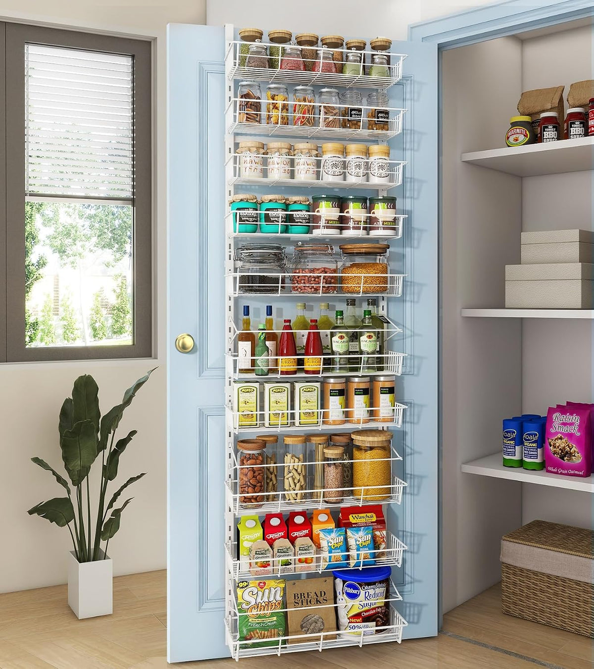 Black 10‑Tier 2‑in‑1 Over‑the‑Door Pantry Organizer