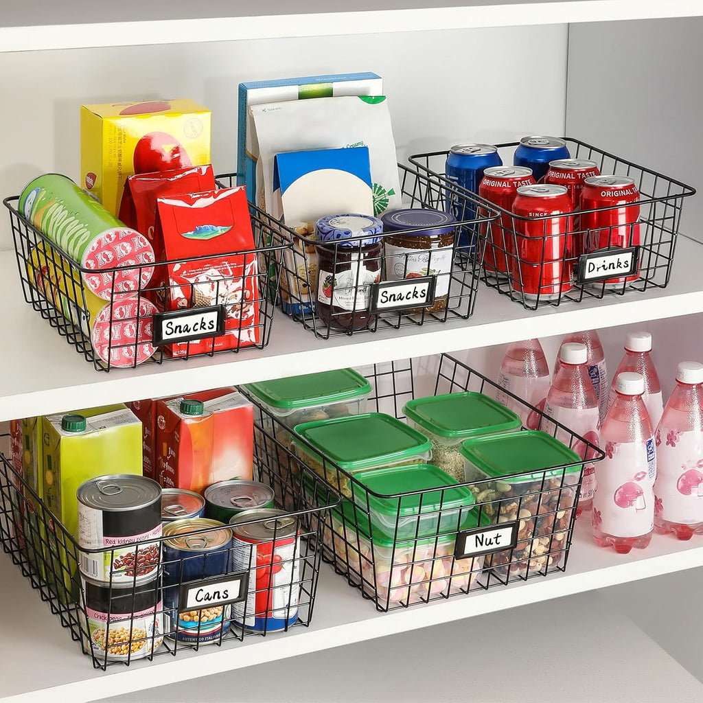 6‑Pack Assorted‑Size Pantry Wire Baskets