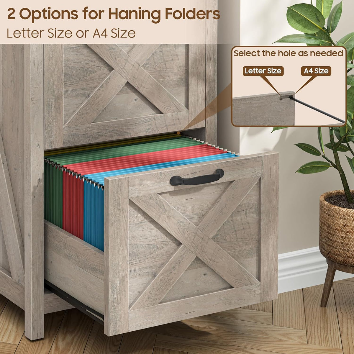 Rustic Grey 3‑Drawer Farmhouse File Cabinet