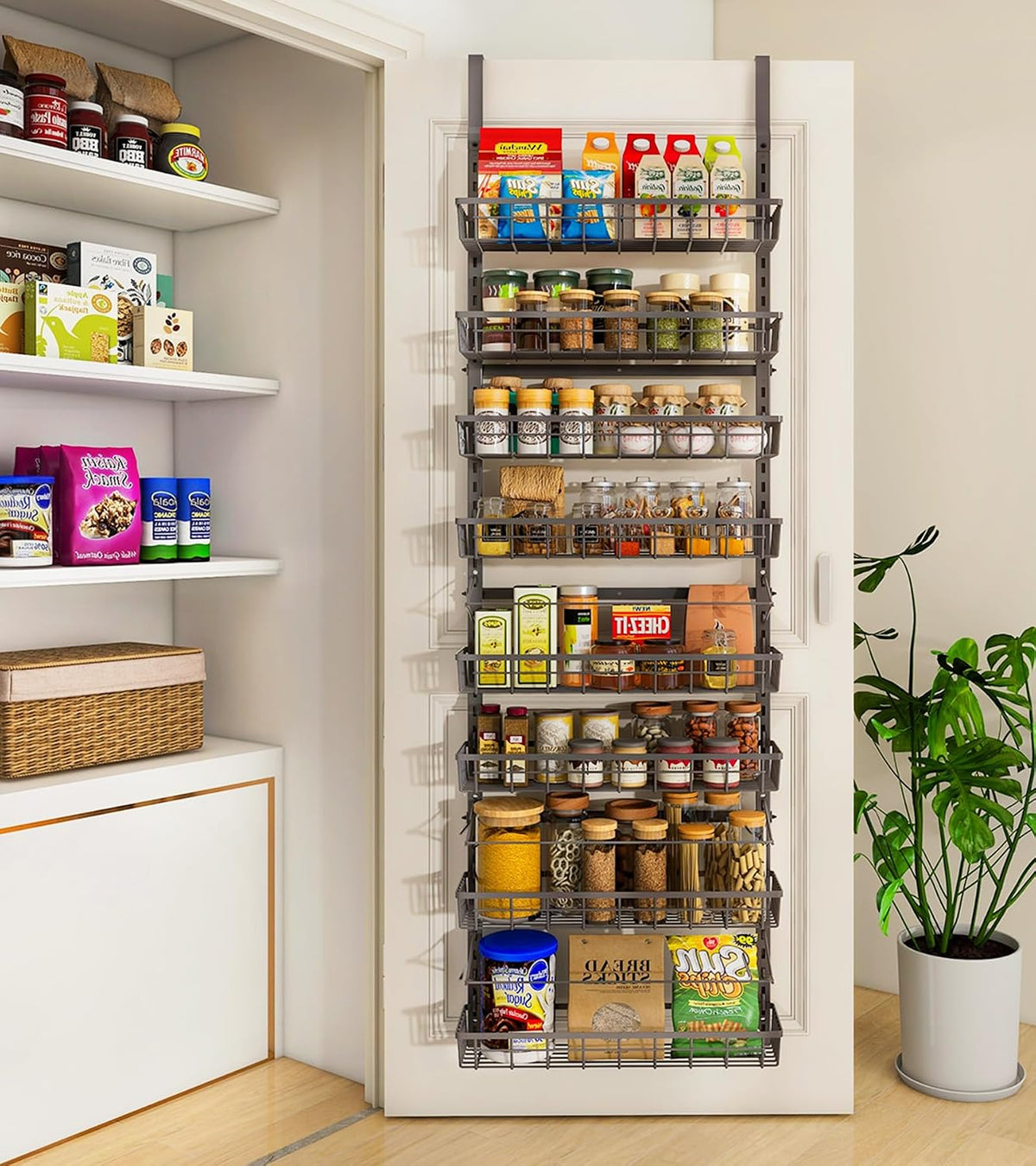 Black 10‑Tier 2‑in‑1 Over‑the‑Door Pantry Organizer