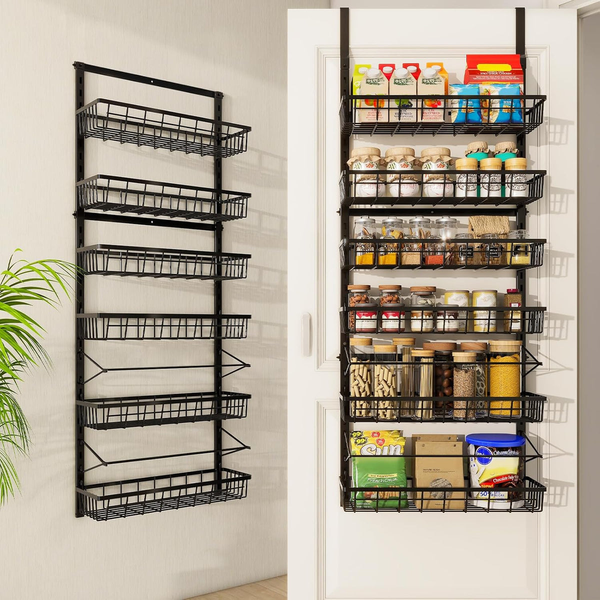 Black 10‑Tier 2‑in‑1 Over‑the‑Door Pantry Organizer