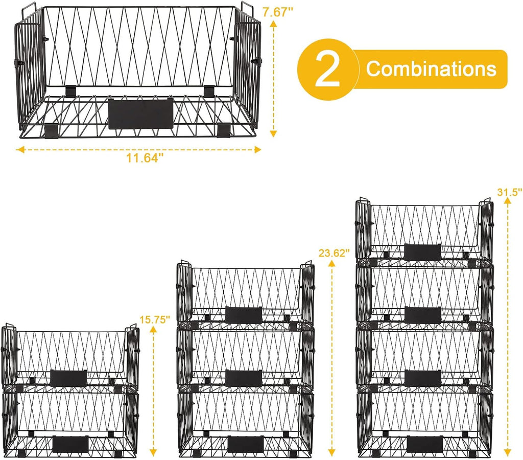 2‑Pack XXL Stackable Pantry Wire Baskets